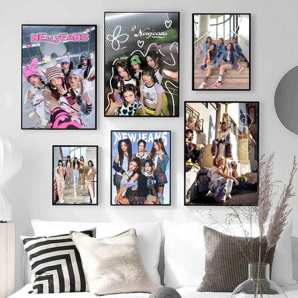 Kpop N-Newjeans классические постеры с фильмами винтажные наклейки для декора комнаты
