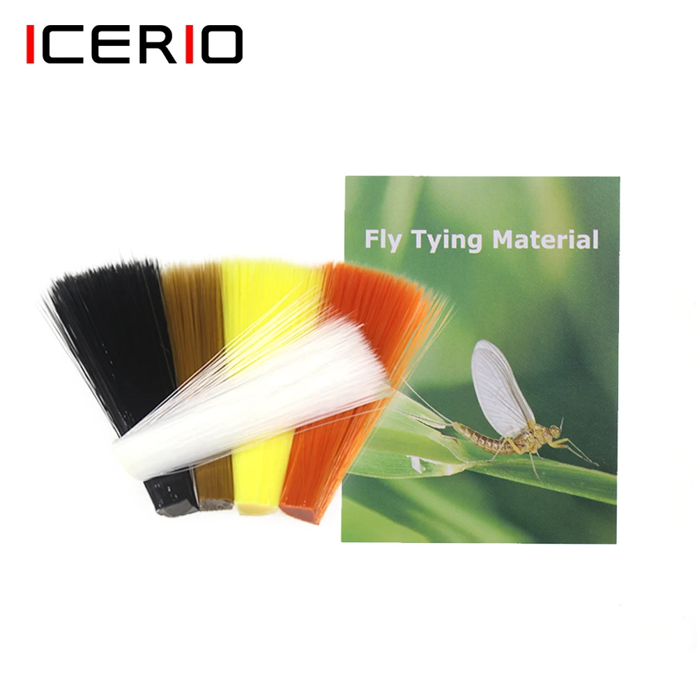 

ICERIO 5 Bundle Tapered Nylon Fine Fibers Floating Fly Tying Material for Mayfly Perdigon Nymph Tails Brown Orange Yellow Black