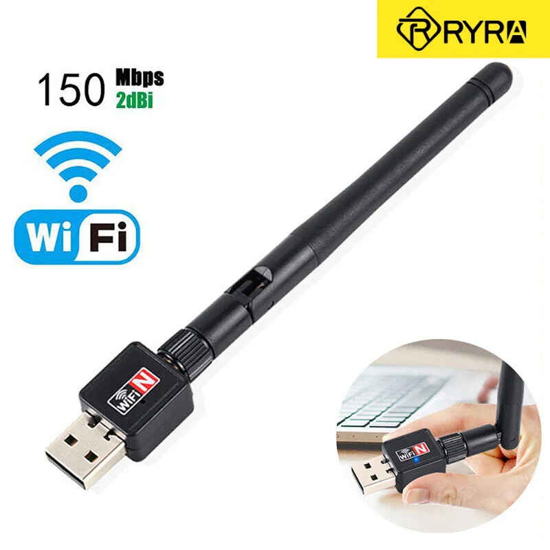 

RYRA 150 Мбит/с 2,4 г USB беспроводная сетевая карта RTL8188 Вай-Фай адаптер 802.11b/g/n Wi-Fi приемник с антенной для Windows, портативных ПК