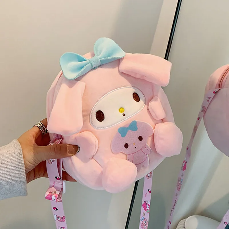 

Sanrio Kawaii Cinnamoroll Mymelody Kuromi Japanese Cartoon One-Shoulder Plush Bag Cute Girl Heart Handbag Fashion Purse