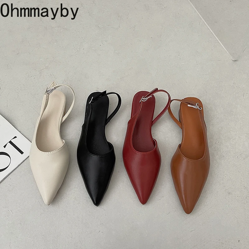 

2022 Summer Singbacks Sandals Women Causal Low Heel Ladies Pointed Toe Shoes Outdoor Party Ankle Strap Sandal Mujer