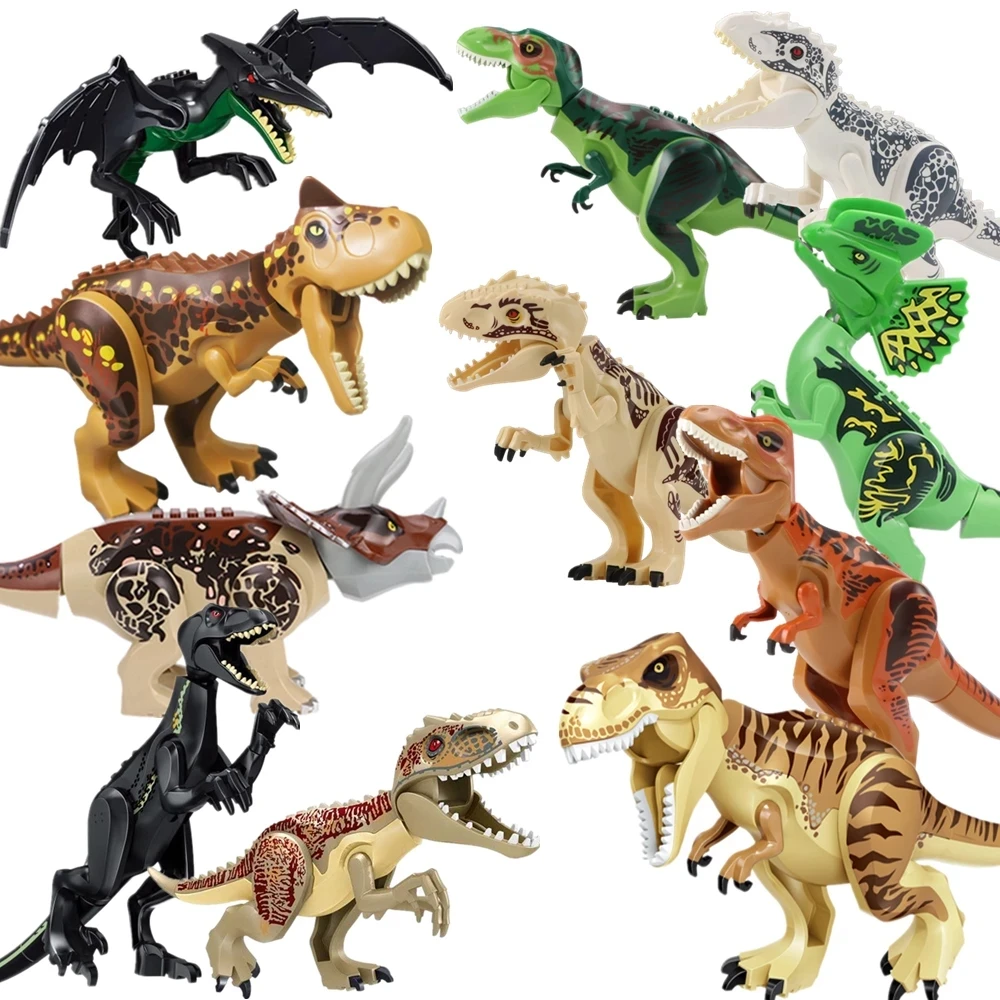 

2021 фигурки-Динозавры юрского периода, кирпичи, тираннозавр, индоминус Рекс, сборные блоки, детская игрушка, динозавр