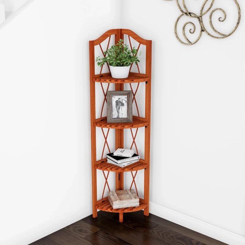 

4-Tier Wood Folding Corner Display Shelf