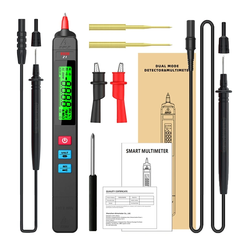 

BSIDE Z1 Voltage Detector Tester Non-Contact Smart Electric Pen NCV Live Wire Continuity Test Ohm Hz DC AC Digital Multimeter