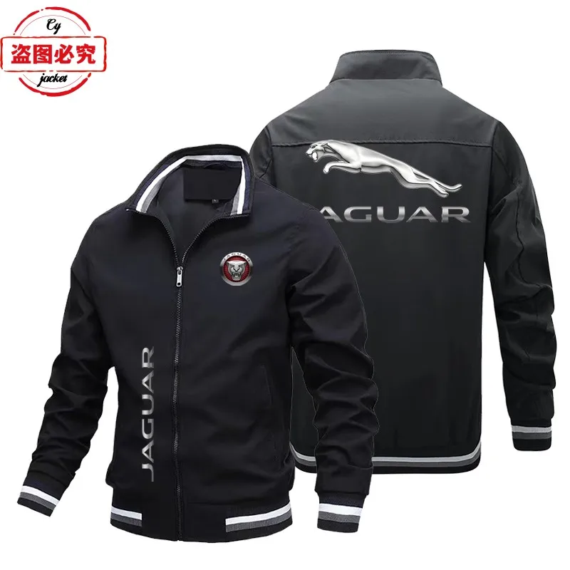 Jaguar logo supercar racing jacket loose long-sleeved men's top stand-up collar zipper team uniform