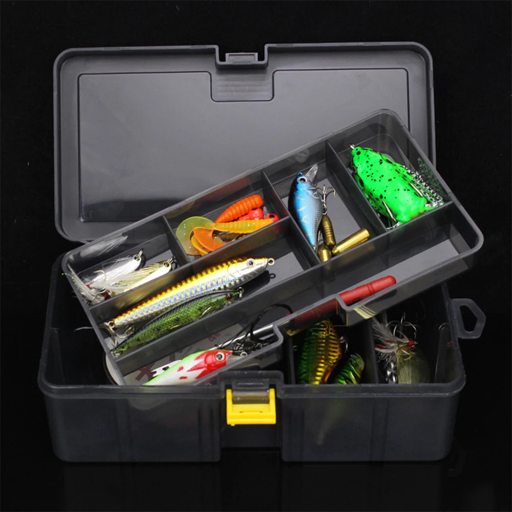 

2 Layers Detachable Fishing Tackle Box Adjustable Fishing Bait Box Organizer Fishing Accessories For Artificial Bait Holder Box