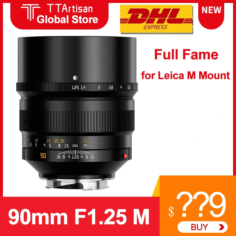 

Объектив TTArtisan 90 мм F1.25 Full Fame, объектив камеры для Leica M Mount для Leica M-M M3 M6 M7 M8 M9 M9p M10 M240 Camera