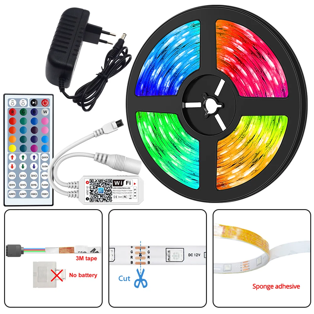 Светодиодная лента RGB 5050 с Wi-Fi управлением гибкая лампа диодами 12 В постоянного