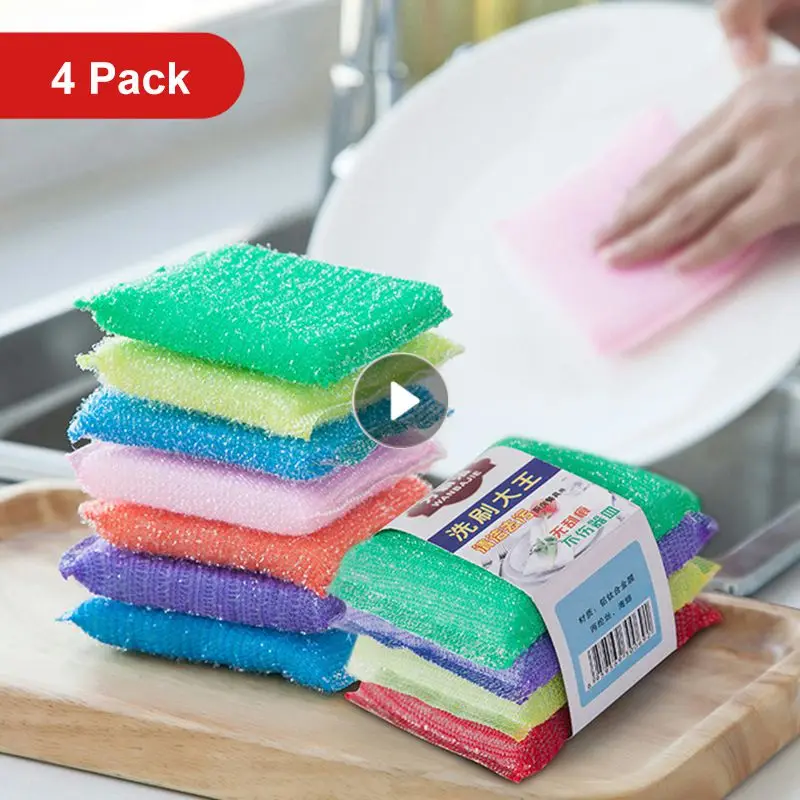 

4 шт., двусторонняя кухонная губка без масла