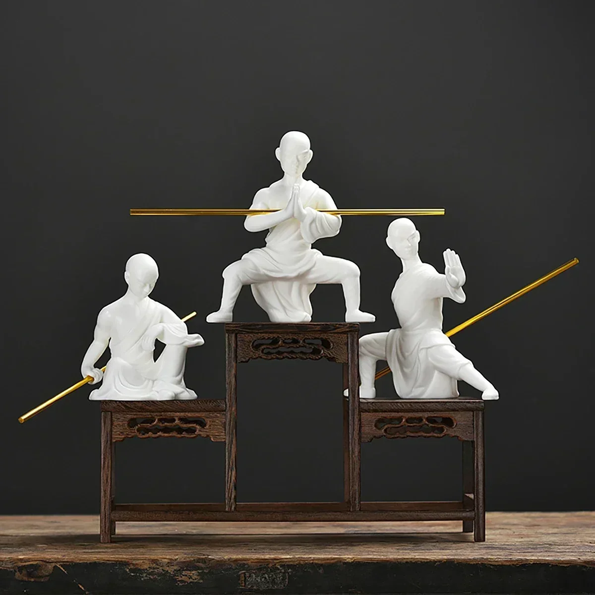 Белая керамическая фигурка Монка кунг-фу декоративное украшение для дома