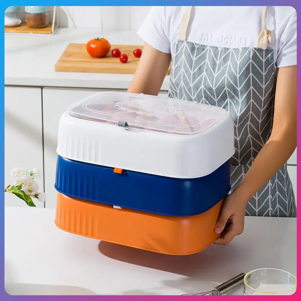 

Clamshell Design Refrigerator Egg Box Anti-drop Fridge Egg Tray Transparent Fresh-keeping Large Capacity Egg Boxes Pp Material