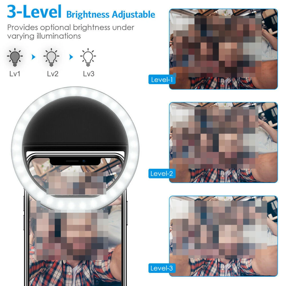 

USB Charge Led Selfie Ring Light Mobile Phone Lens LED Selfie Lamp Ring for iPhone for Samsung Phone Selfie Light