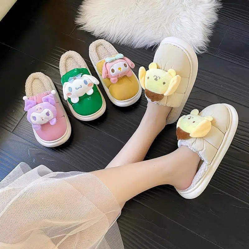 

Sanrio Cute My Melody Cinnamoroll Home Plush Slippers Korean Version of The Cartoon Thick Bottom Cotton Slippers Birthday Gift