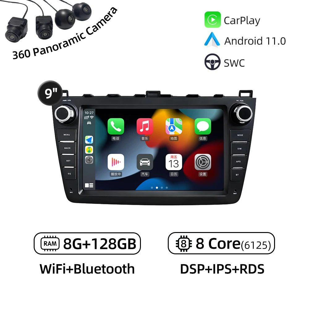 

Автомобильный радиоприемник Android 14 для Mazda 6 2 GH 2008-2015 CarPlay 4G WiFi GPS-навигация Bluetooth Стерео Автомобильный мультимедийный плеер Головное устройство