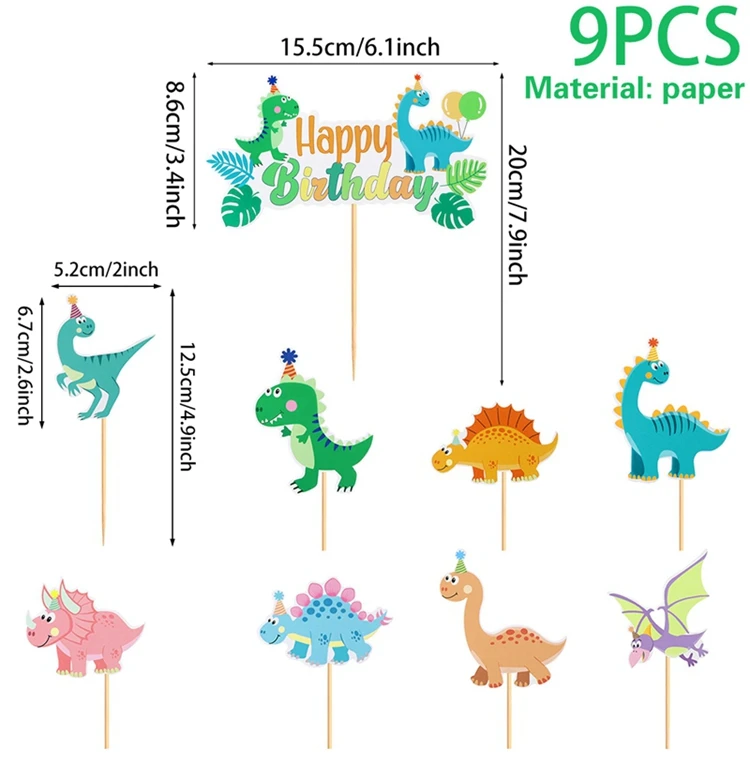 Деревянные украшения для дня рождения с динозаврами