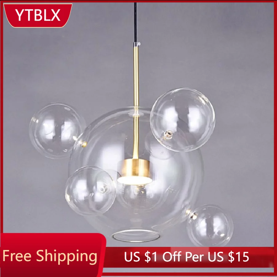 

Modern Led Pendant Lamp for Restaurant Light Dining Room White Bubble Mickey Glass Hanging Lighting Living Room Decoration Light