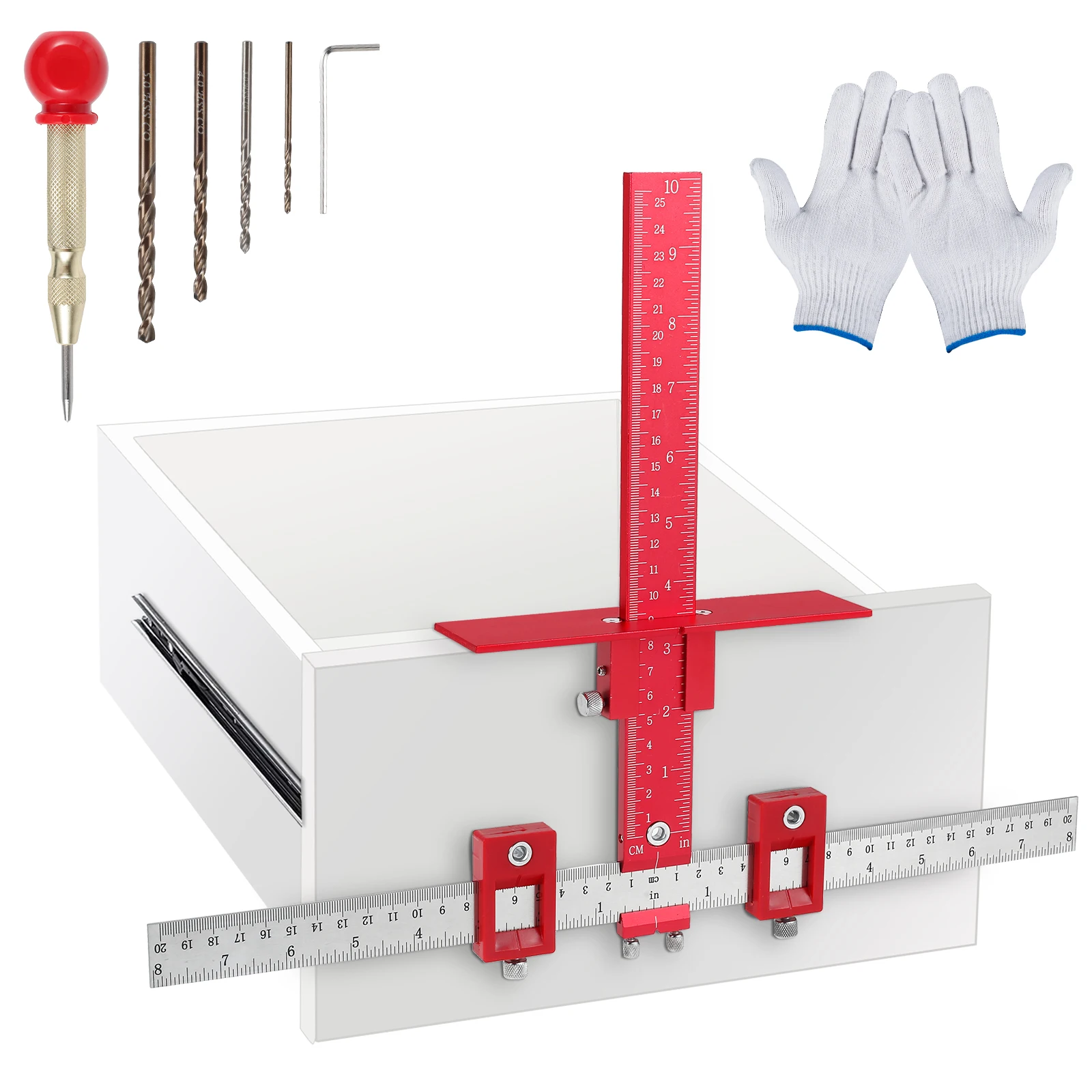 

Cabinet Hardware Jig High Precision Metal Drilling Guide Detachable Portable Carpenter Cabinet Hardware Template Tool for