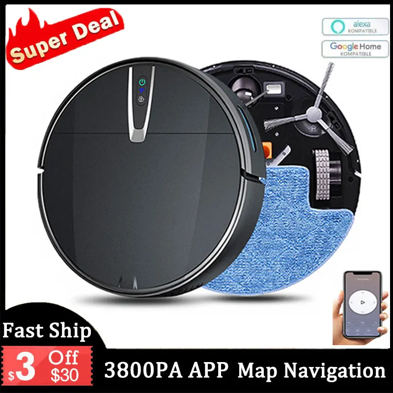 Robot Vacuum Cleaner Smart 3800PA Wireless WIFI Remote Contr