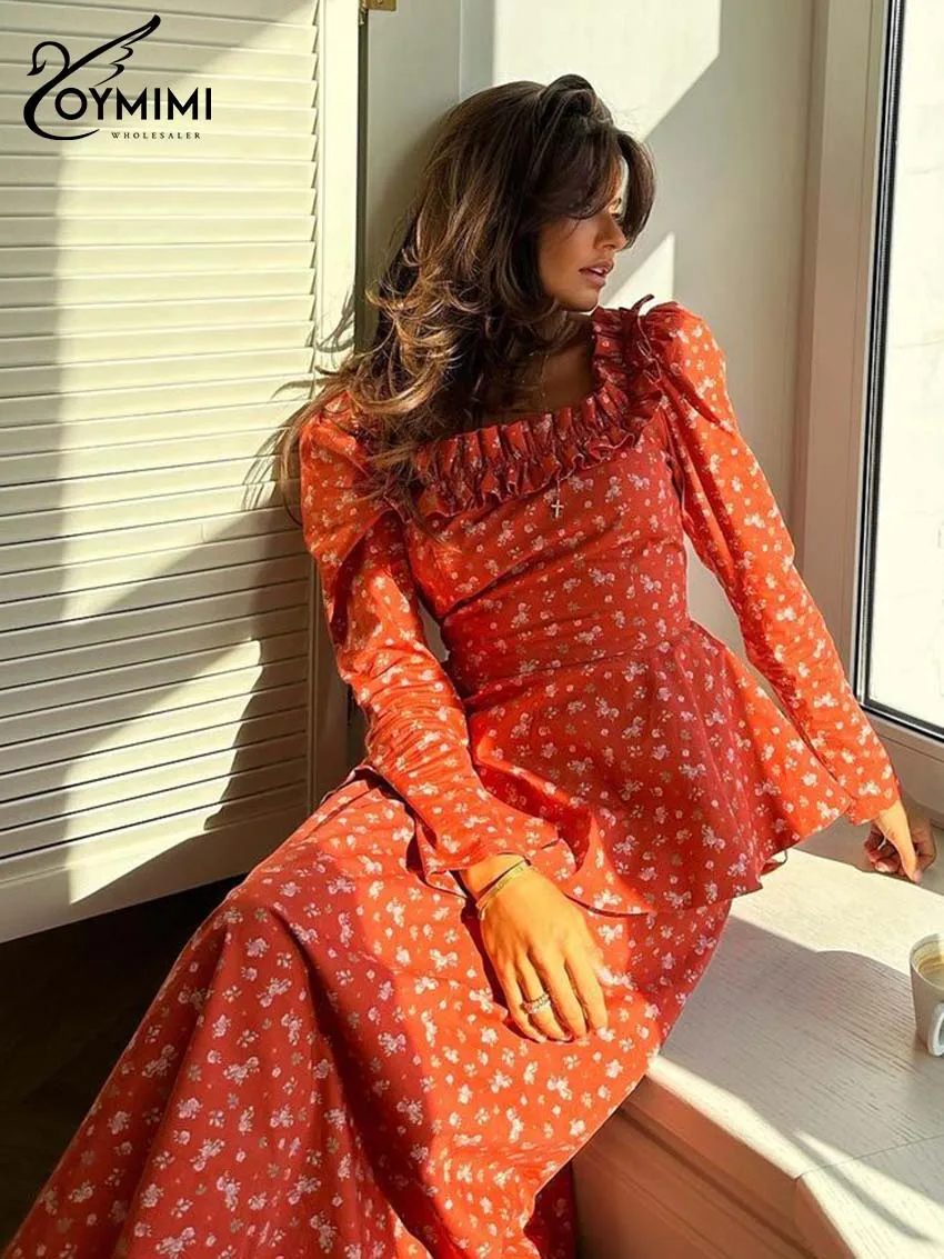 Oymimi Элегантный комплект из двух предметов с красным принтом для женщин модные