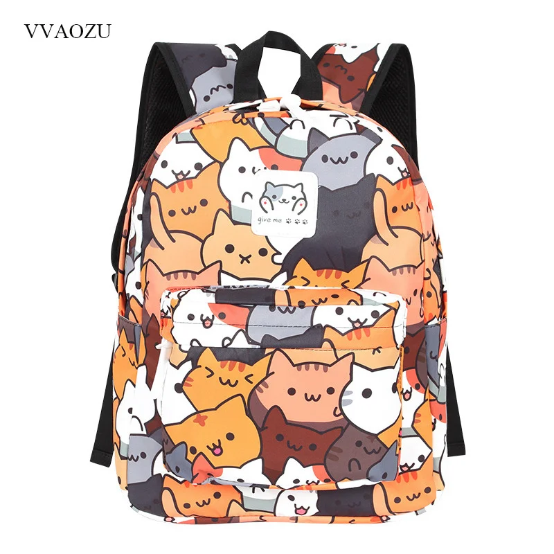 

Anime Neko Atsume Women Backpack Cartoon Mochila for Girls Boys Travel Rucksack Cute Cat Printing Shoulder Bag for Teenage