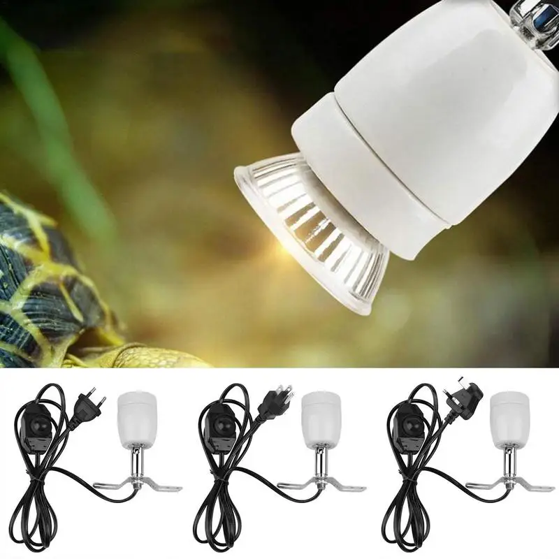 Reptile Heat Lamp Holder 300W Rotatable Ceramic Heating Bulb Base Adjustable Clamp Spot Lamp Fits For E27 UVA/UVB/Sun Heat Bulbs