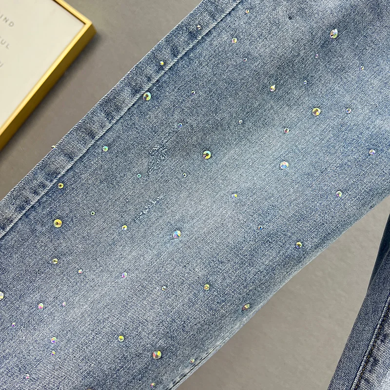 Girls Jeans 2022 Spring New High Waist Loose Hot Drilling Harem Pants Ankle-Length Jeans Female Denim Pants Students Jean Pants