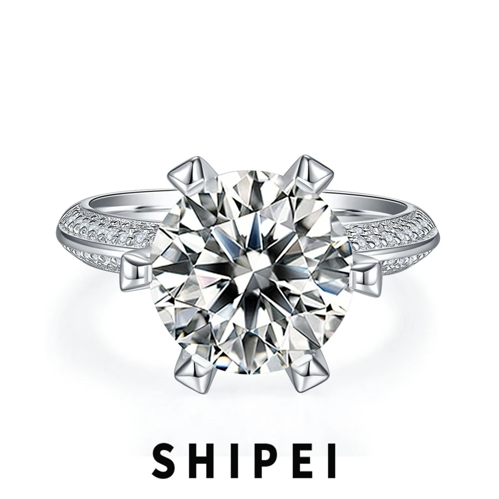 

SHIPEI Classic 925 Sterling Silver Real Moissanite VVS1 D Color 0.5-5 CT Diamonds Gemstone Engagment Ring for Women Jewelry GRA
