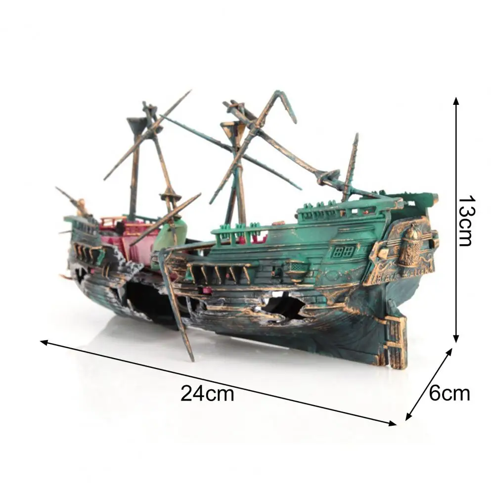 Split Shipwreck Decor Realistic Plastic Stable Aquarium Environments Ornament for Home | Дом и сад