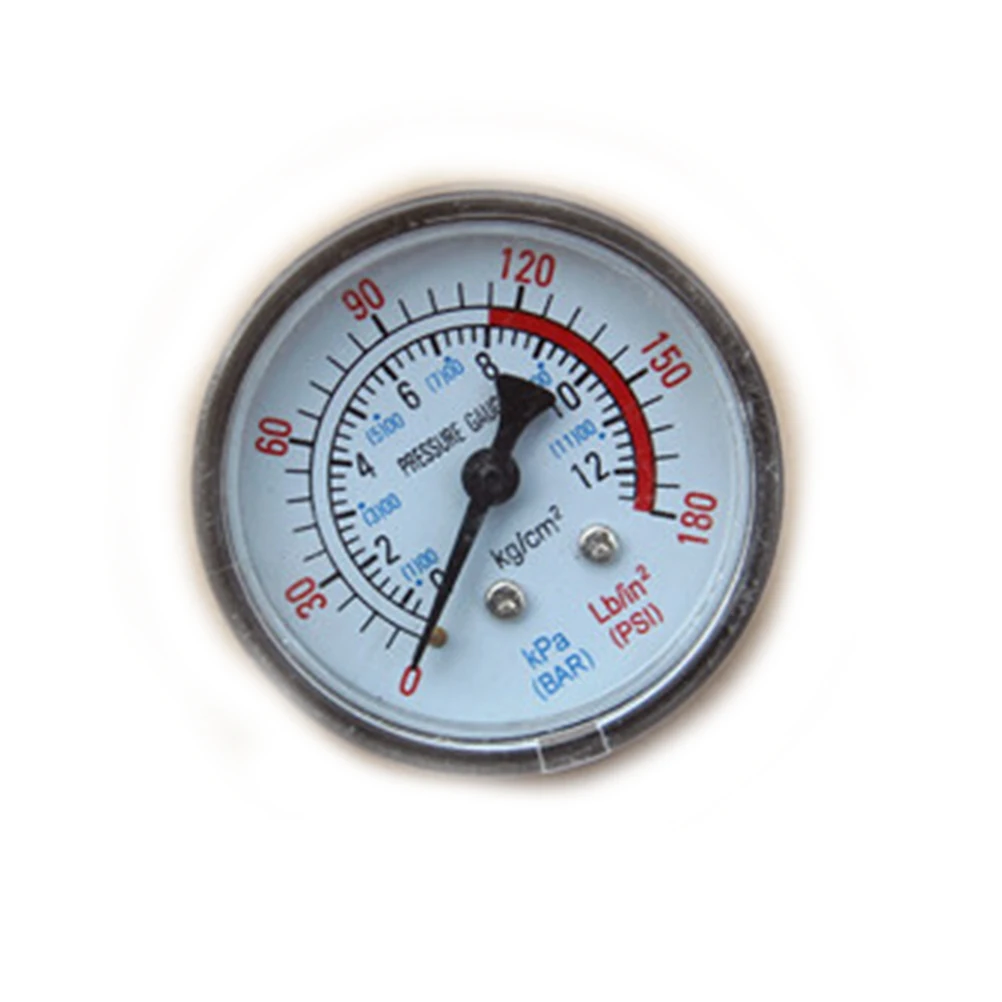 

1pc Air Compressor Pneumatic Hydraulic Fluid Iron Shell Bar Air Pressure Gauge Double Scale 0-12Bar / 0-180PSI Dia 40mm