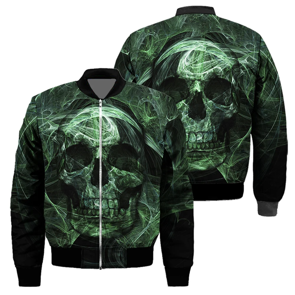 

Куртка-бомбер мужская с принтом черепа, утепленная, из хлопка