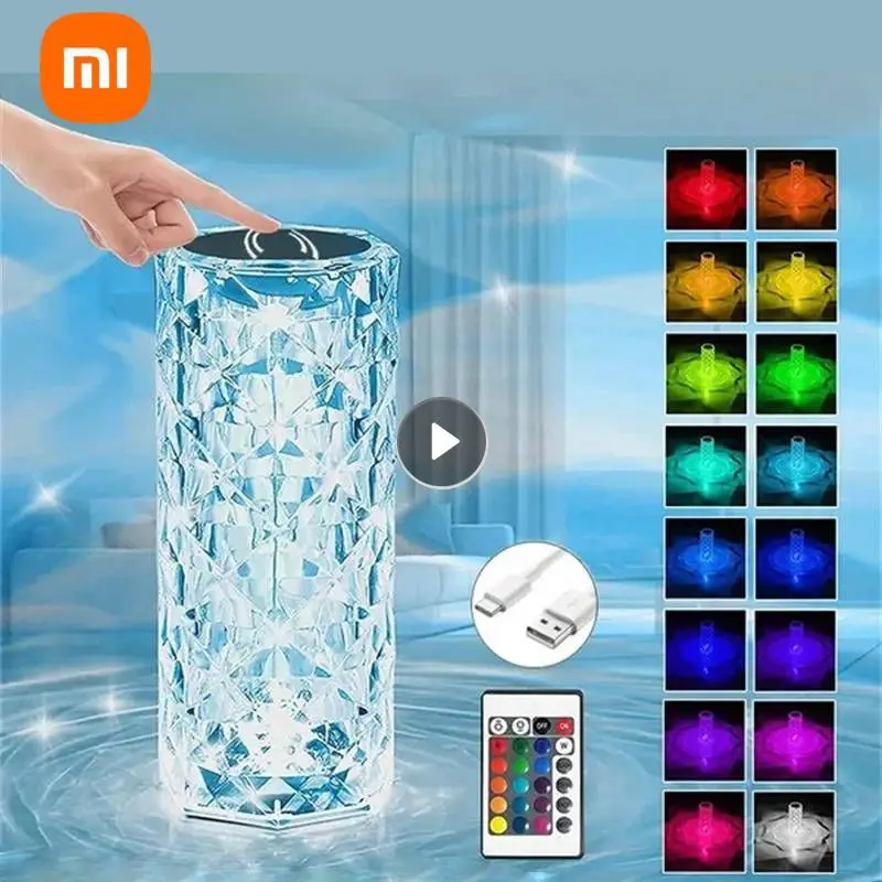 

XIAOMI 3/телефон светодиодный кристаллический Настольный светильник Роза проектор сенсорный Романтический Алмазный атмосферный светильник ...