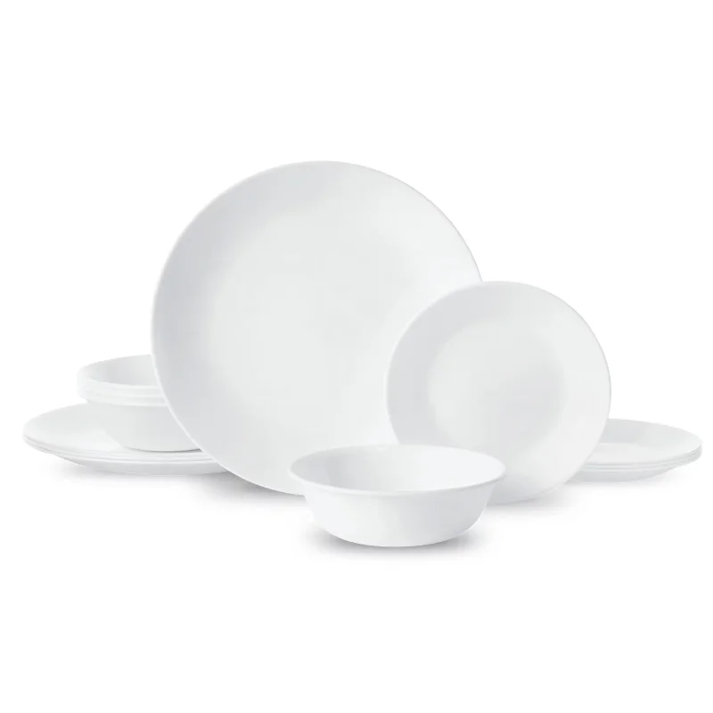 

Corelle® Winter Frost White, 12 Piece, Dinnerware Set dishes dishes and plates sets serving dishes sets white dinner plates