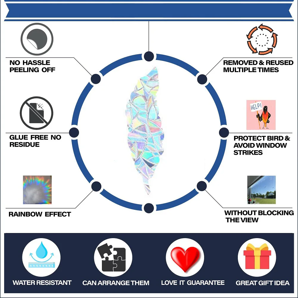 3D радуное жперо солнцезащитные наклейки на окна ПВХ статическое стекло наклейка