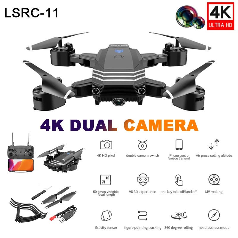 

Дрон Радиоуправляемый складной с широкоугольной камерой и двойной камерой