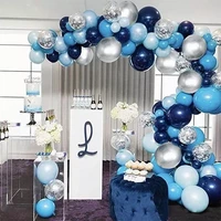 one to four navy blue balloon arch kit silver confetti balloons baby shower decoration birthday boy arche ballon anniverssaire