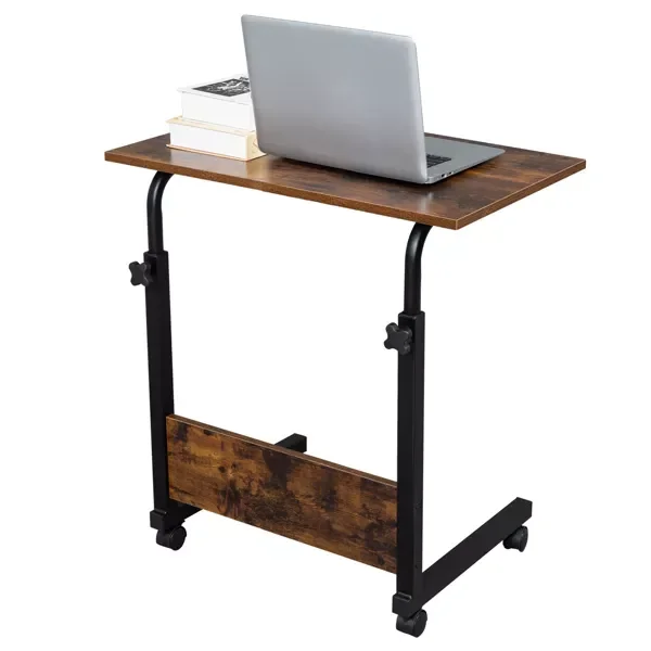 

Rolling & Height adjustable P2 15MM Chipboard & Steel Side Table with Baffle End Table Side Table TV Tray Snack Table