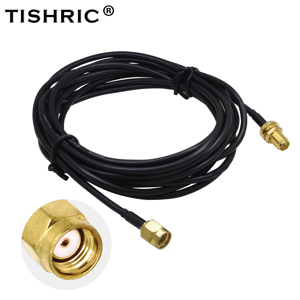 

TISHRIC RG174 All Copper WIFI Router Antenna Extension RF Coaxial Cable RP-SMA Male To Female Connector Adapter Pigtail
