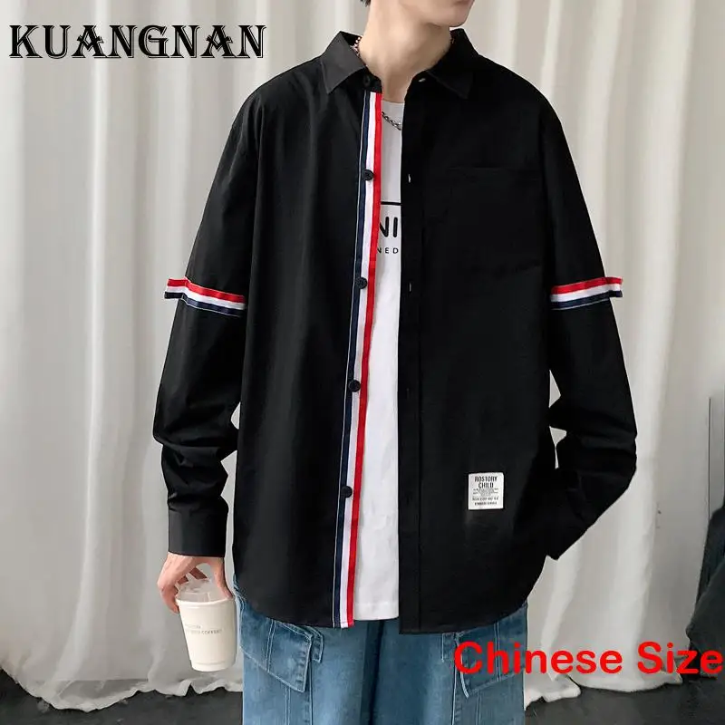 

KUANGNAN Luxury Men's Shirts and Blouses Social Male Shirt & Blouse Tops Man Clothes Vintage Clothing Fashion Work Wear 3XL 2023