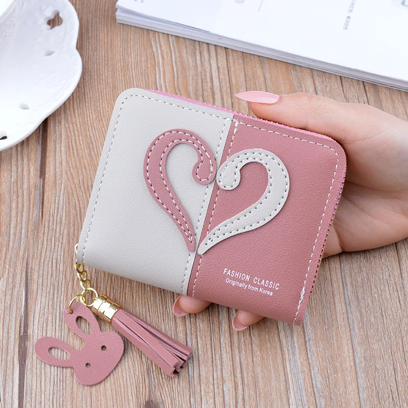 

Tassel Wallet Women Small Cute Short Wallet Ladies Patchwork Credit&Bank Card Holder Wallets Zipper Purses Female Coin Purse