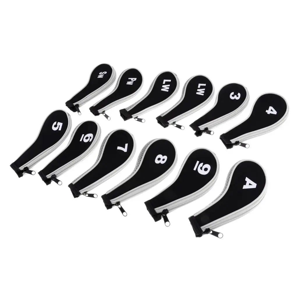 

12x High Quality Golf Club Head Cover Clubs Cover with Zipper A-SW
