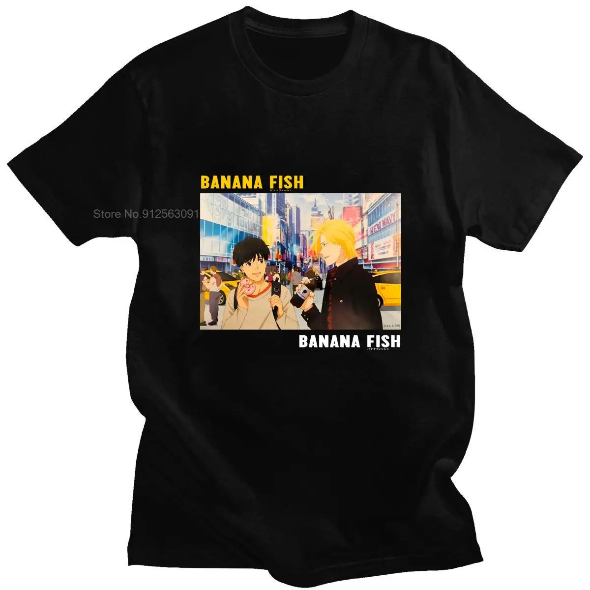 

Men Manga Male Banana Fish Streetwear New Japanese Anime Funny T shirt Casual Short Sleeve Oversized Tshirts White T-shirt