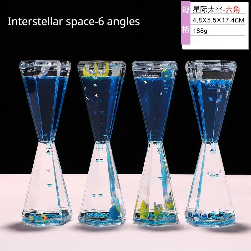 Космонавт, плавающие жидкие песочные часы