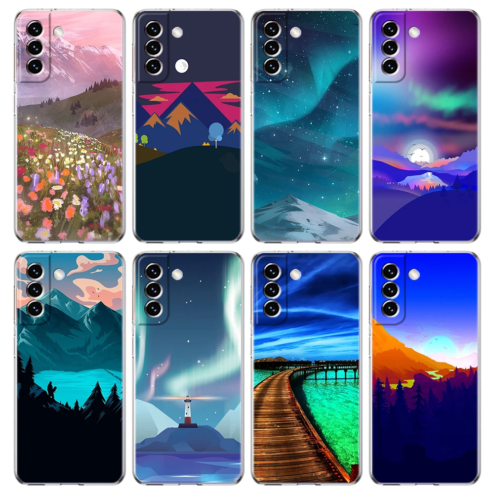 

Painted Scenery Case for Samsung Galaxy S20 FE S22 S21 Ultra M21 M22 M32 M31 S10 S10E Note 20 10 Plus 5G Transparent Bag