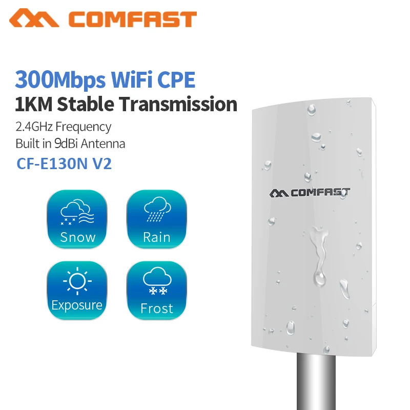 1KM WIFI Range Wireless Outdoor CPE Router WIFI Extender 2.4G 300Mbps WiFi Bridge Access Point AP Antenna WI-FI Repeater CF-E130