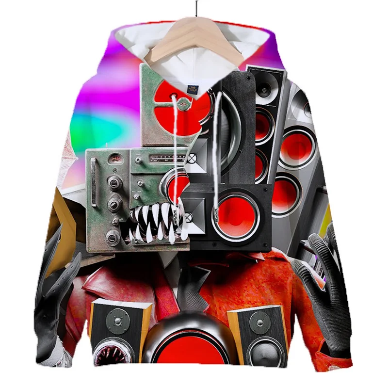 Новые осенние толстовки с 3D принтом игры Skibidi унитаза для мужчин и детей модная