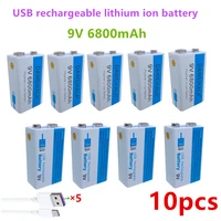 2021 new 9v usb rechargeable li ion battery 9v 6800mah is suitable for camera and other series of electronic productsusb line