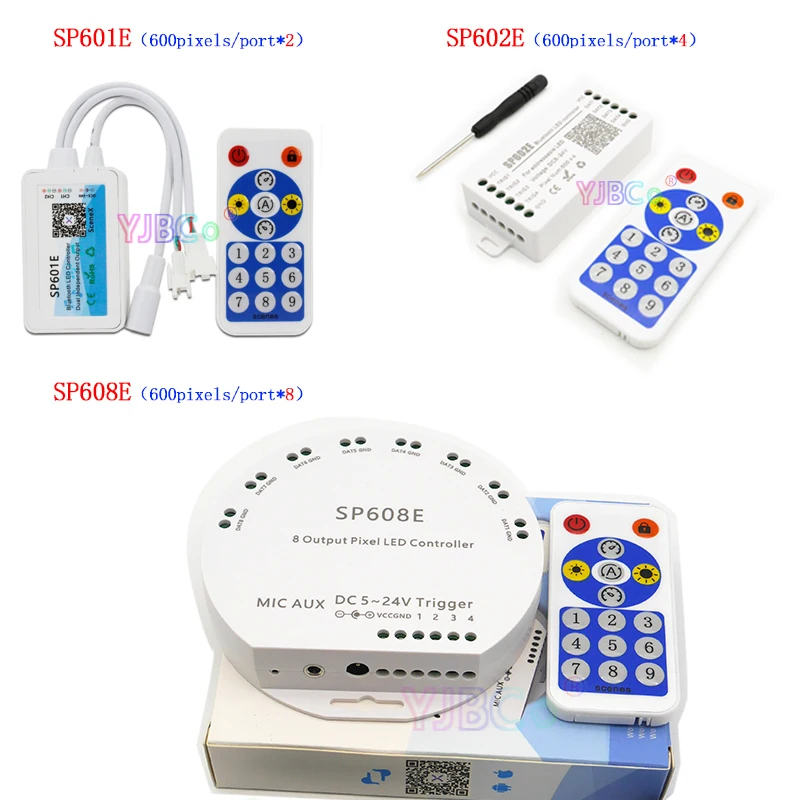 DC5-24V WS2812B Music Controller 2/4/8 CH Signal Output Built In Mic WS2815 LED Light Strip Bluetooth-compatible App IOS Android