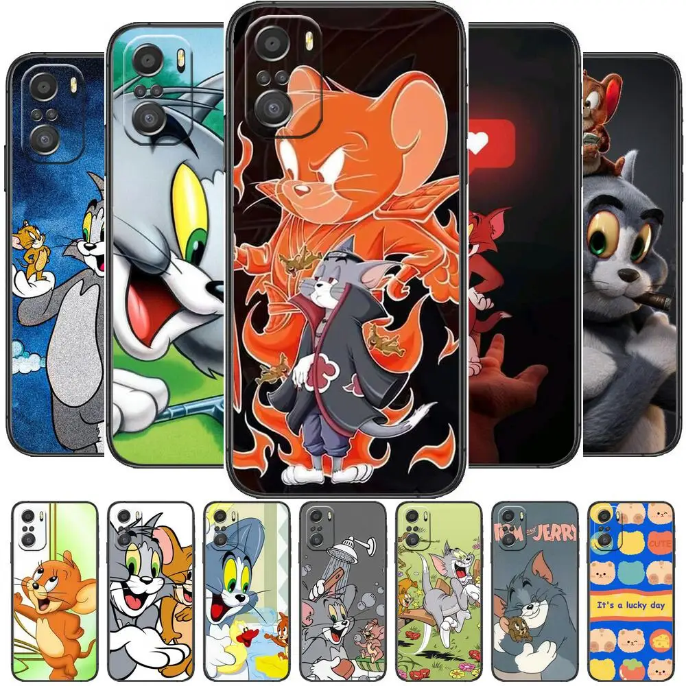 

HD-Phone Case For xiaomi redmi 11 Lite pro Ultra 10 9 8 MIX 4 FOLD 10T Black Cover Silicone Back Pretttom and jerry