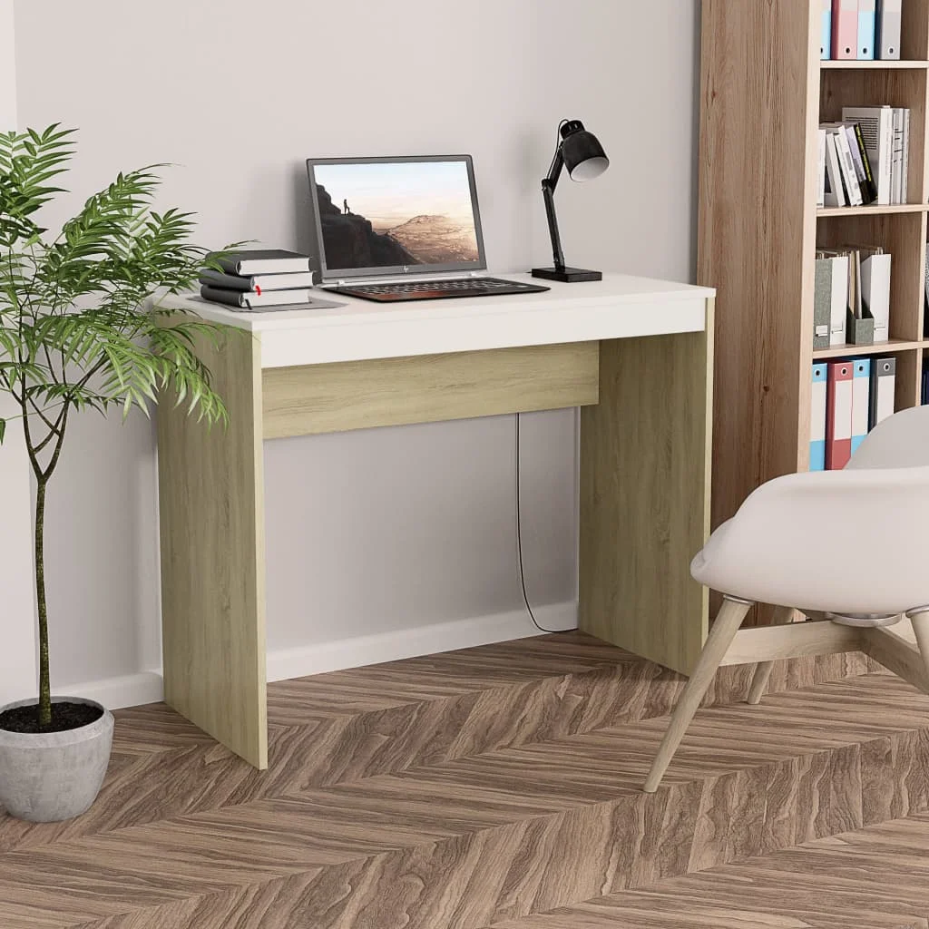 White office and oak Sonoma 90x40x72 cm chipboard