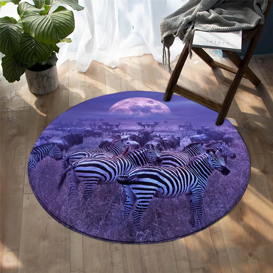 Animal Zebra Series Beautiful Art Print Round Rug Floor Mat Bedroom Living Room Home Decoration |